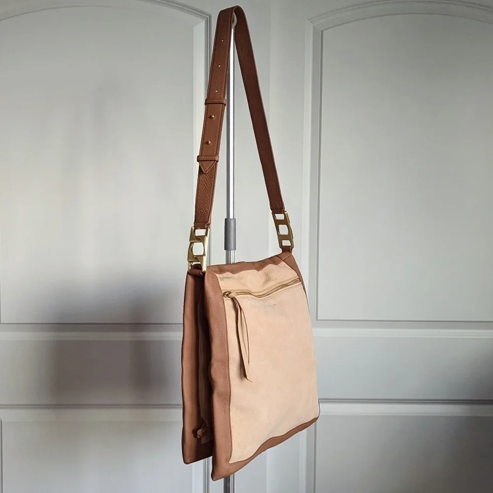 rag & bone Olympus Hobo Large Shoulder Pebbled Leather Nubuck Honey Beige NWOT